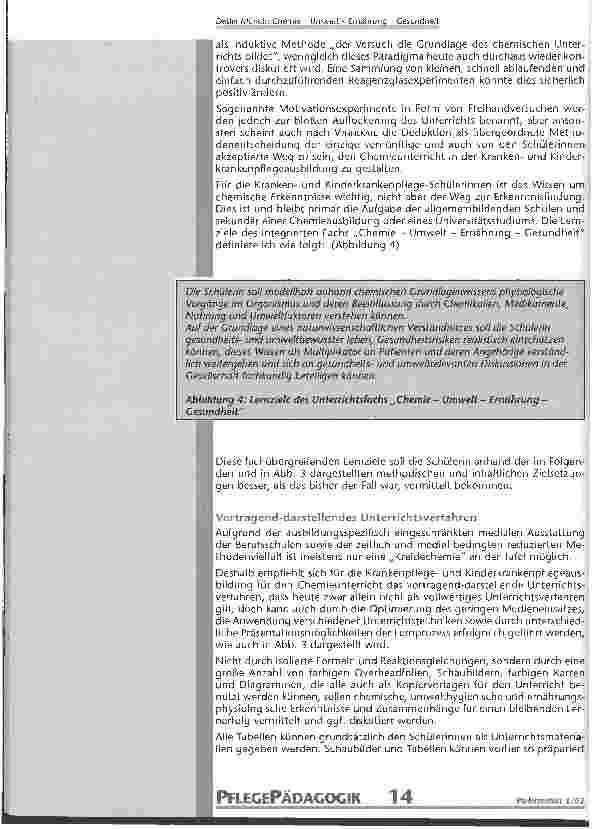 Vorschauseite 4: Chemie - Umwelt-Enrnährung - Gesundheit Curriculum für die Nebenfächer in der Krankenpflegeund Kinderkrankenpflegeausbildung
