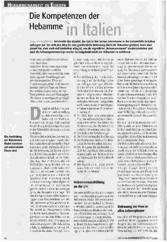 Vorschauseite 1: Die Kompetenzen der Hebamme in Italien