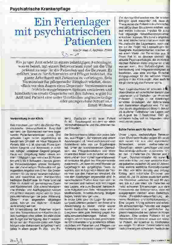 Vorschauseite 1: Ein Ferienlager mit psychiatrischen Patienten