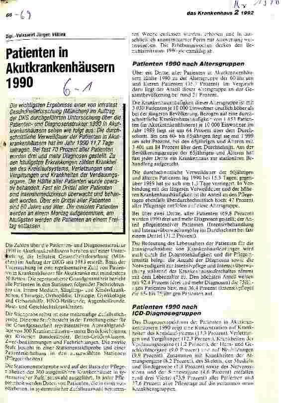 Vorschauseite 1: Patienten in Akutkrankenhäusern 1991