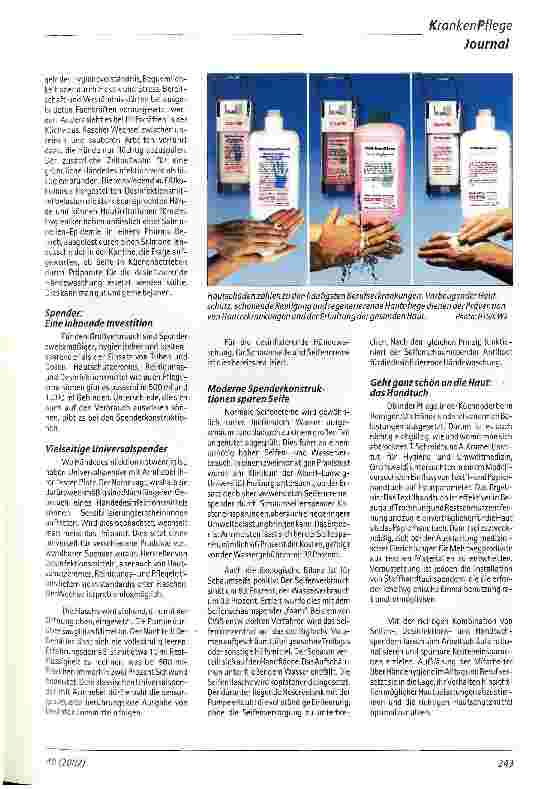 Vorschauseite 2: Kostenbewußte Händehygiene Krankenund Altenpflege