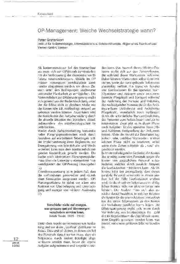 Vorschauseite 1: OP-Management: Welche Wechselstrategie wann?