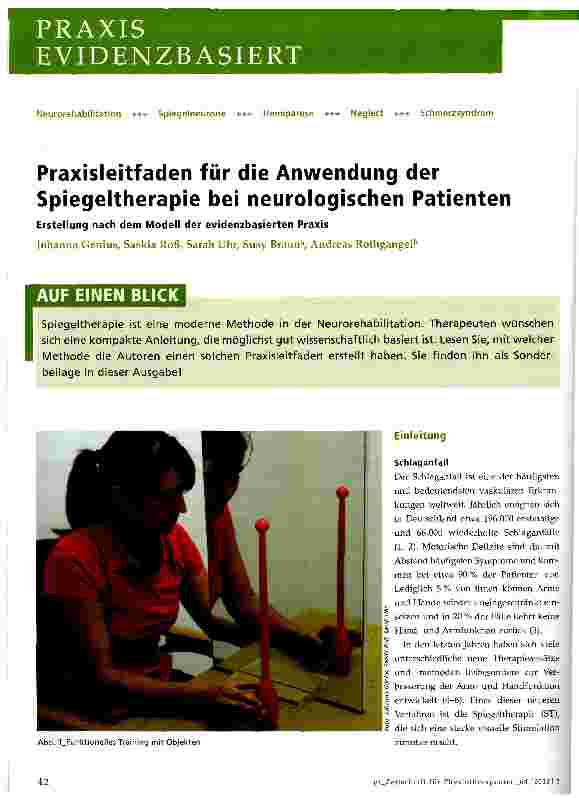 Vorschauseite 1: Praxisleitfaden für die Anwendung der Spiegeltherapie bei neurologischen Patienten