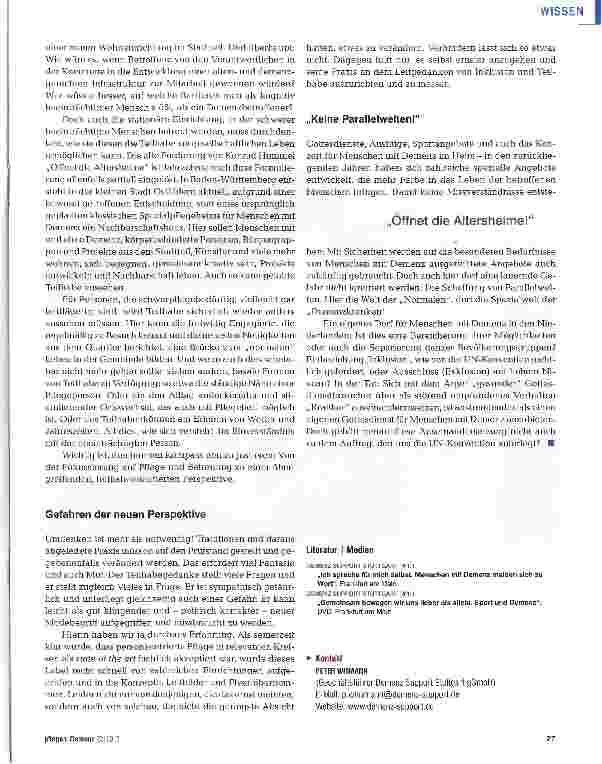 Vorschauseite 4: Vom „Kranken zum „Bürger mit Demenz