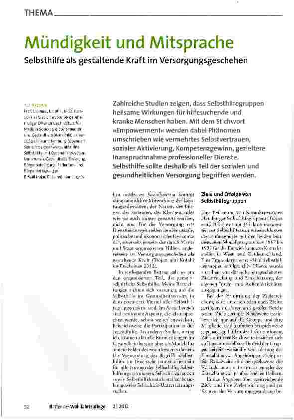Vorschauseite 1: Mündigkeit und Mitsprache