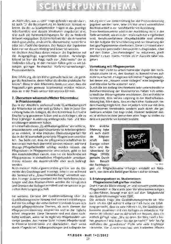 Vorschauseite 2: PFLEGEWISSENSCHAFTLICHE ERKENNTNISSE Eine Grundlage für die tägliche Praxis in der Pflege?