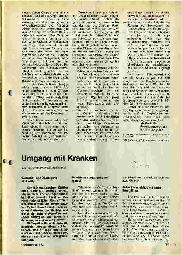 Vorschauseite 1: Umgang mit Kranken