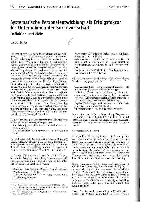 Vorschauseite 1: Systematische Personalentwicklung als Erfolgsfaktor für Unternehmen der Sozialwirtschaft