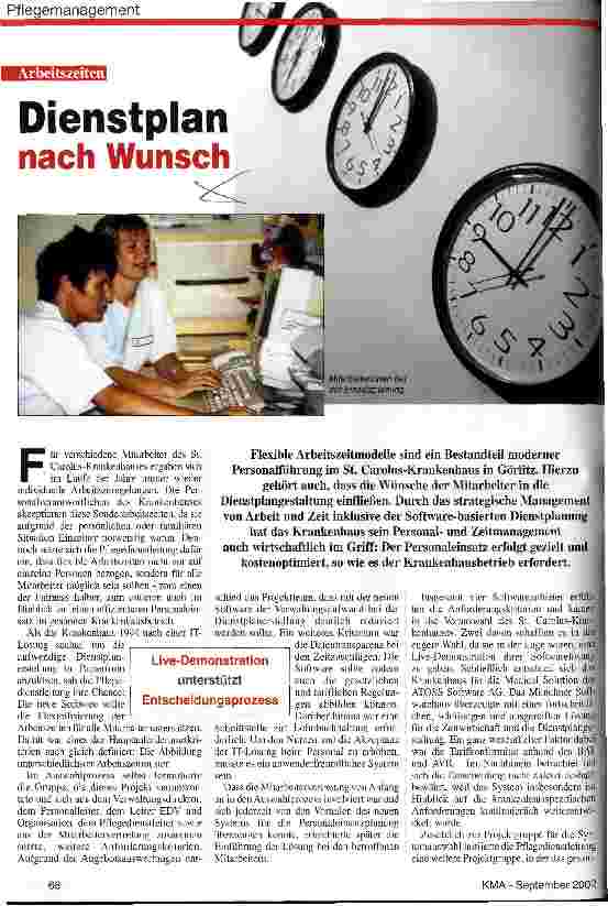 Vorschauseite 1: Arbeitszeiten: Dienstplan nach Wunsch
