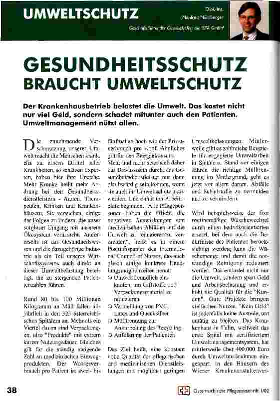 Vorschauseite 1: Gesundheitsschutz braucht Umweltschutz