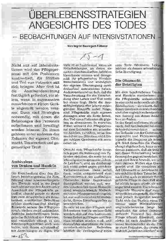 Vorschauseite 1: Überlebensstrategien angesichts des Todes Beobachtungen auf Intensivstationen