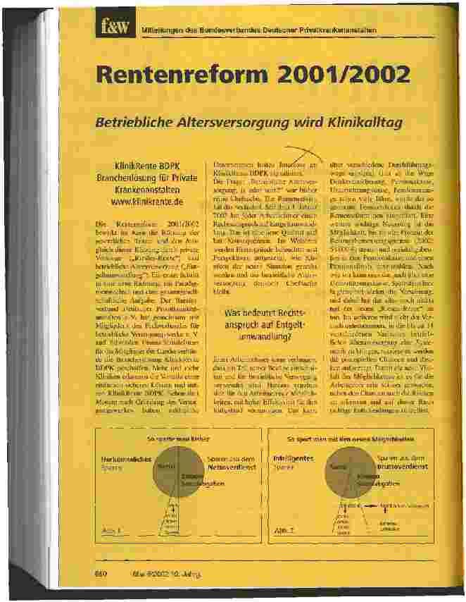 Vorschauseite 1: Rentenreform 2001/2002 Betriebliche Altersversorgung wird Klinikalltag