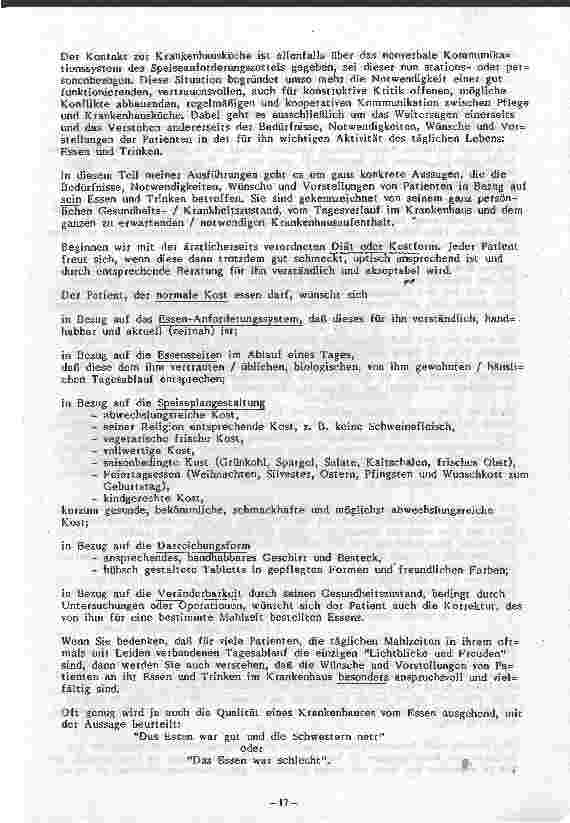 Vorschauseite 3: Zusammenarbeit zwischen Krankenhausküche und Pflegedienst Wünsche und Vorstellungen aus der Sicht des Pflegedienstes