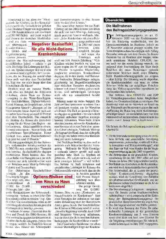 Vorschauseite 2: Per Goldenem Zügel ins Optionsmodell - oder in die Pleite? Beitragssicherungsgesetz / Nachmeldefrist zum Optionsmodell setzt falsche Anreize