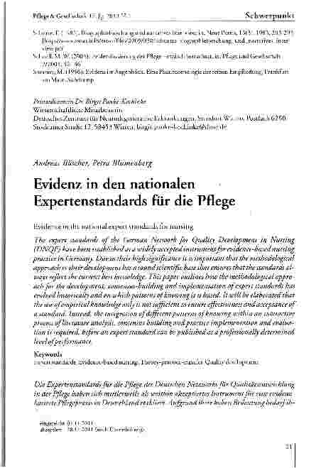 Vorschauseite 1: Evidenz in den nationalen Expertenstandards fiir die Pflege
