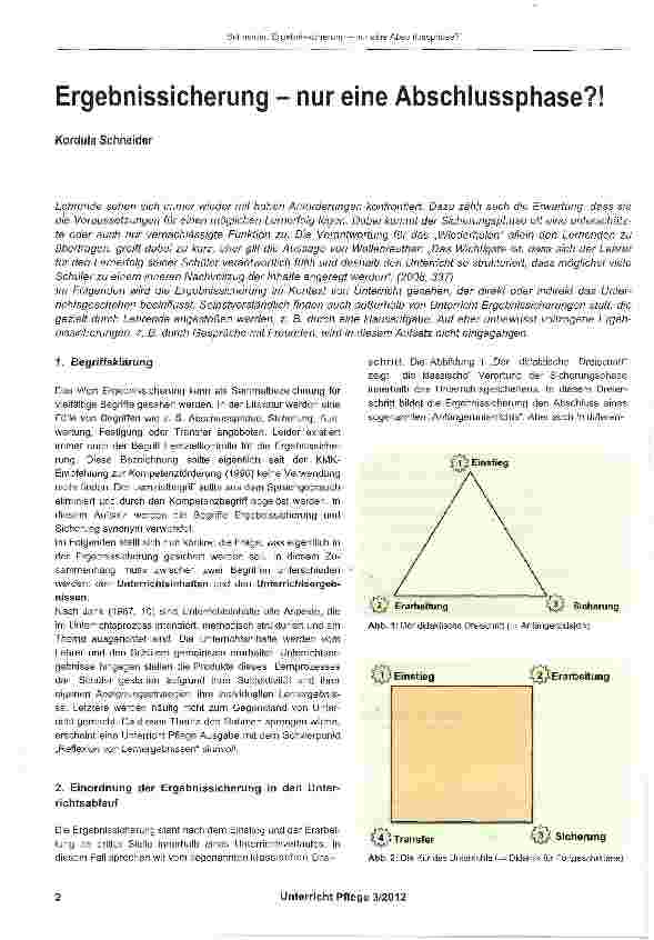Vorschauseite 1: Ergebnissicherung - nur eine Abschlussphase? !