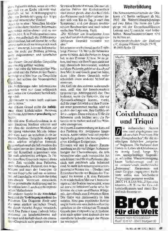 Vorschauseite 2: Psychische Aspekte bei der Betreuung von Tumorpatienten während der Zytostatikatherapie