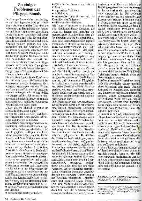 Vorschauseite 3: Psychische Aspekte bei der Betreuung von Tumorpatienten während der Zytostatikatherapie