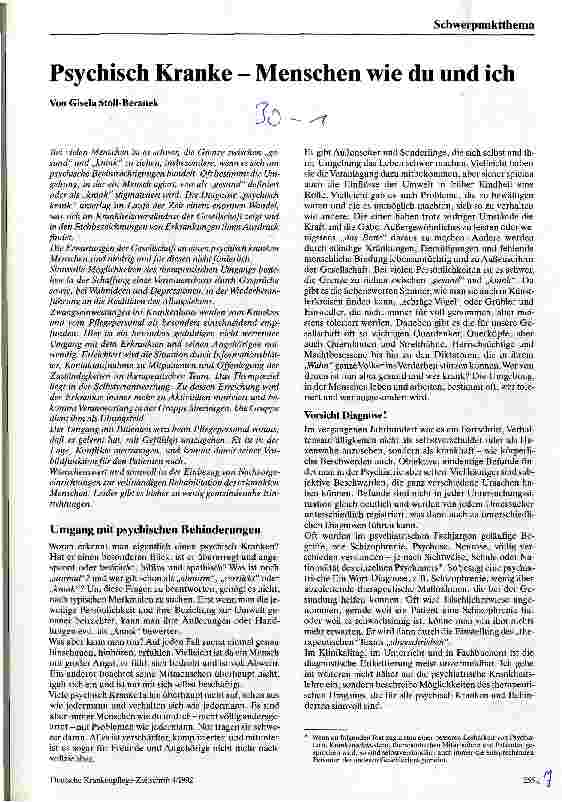 Vorschauseite 1: Psychisch Kranke - Menschen wie du und ich