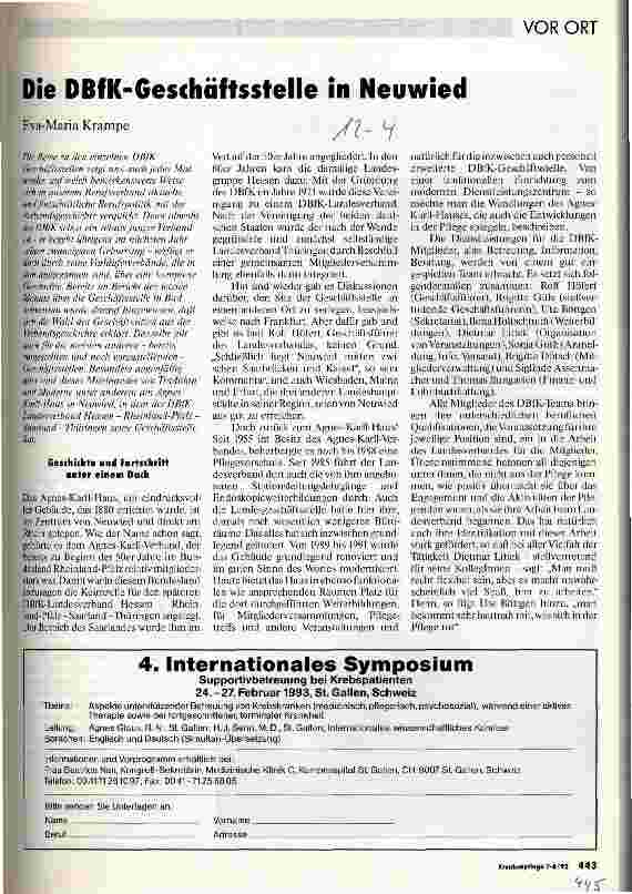 Vorschauseite 1: Die DBfK-Geschäftsstelle in Neuwied