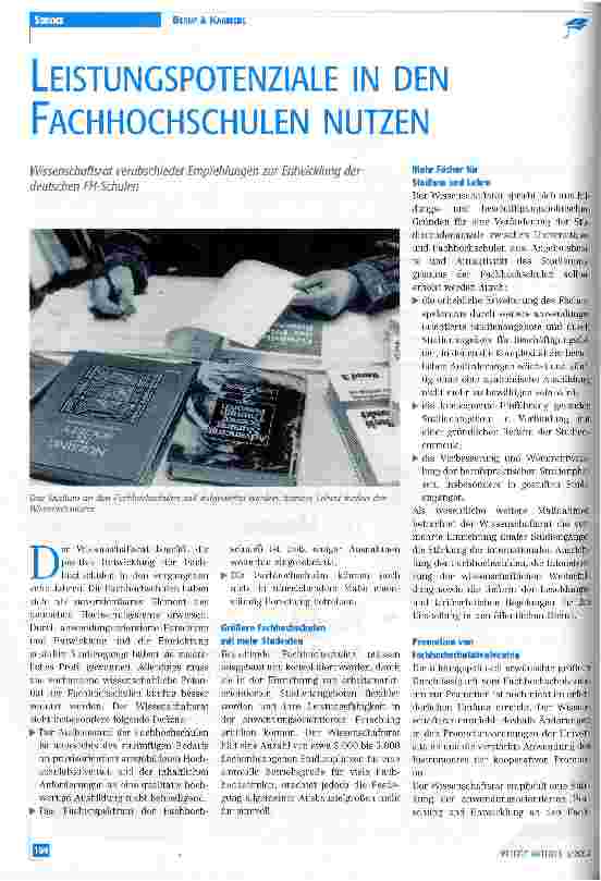 Vorschauseite 1: Leistungspotenziale in den Fachhochschulen nutzen