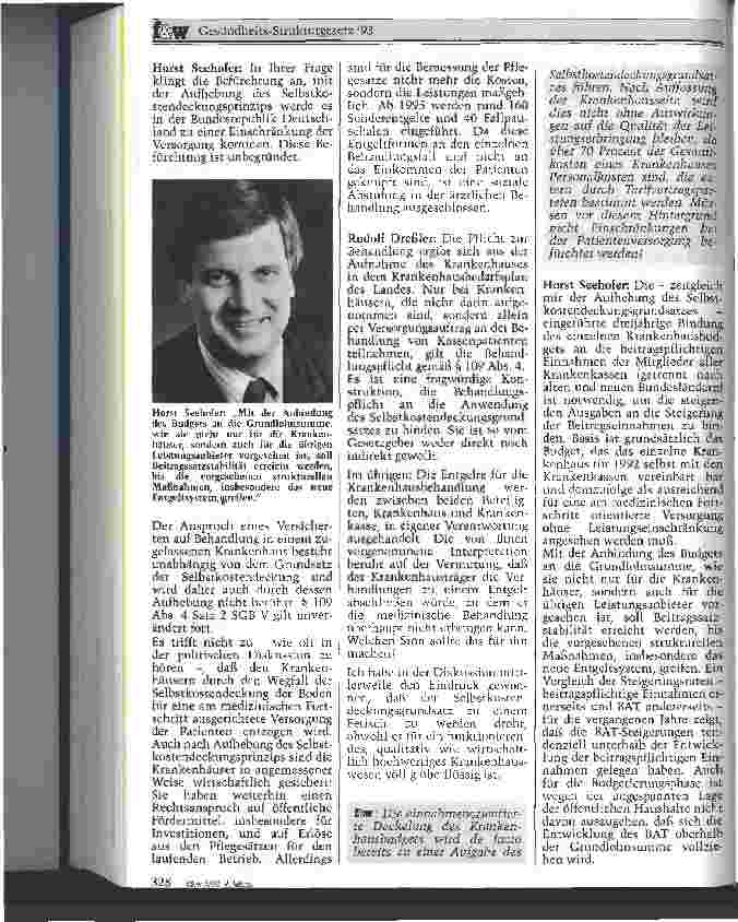 Vorschauseite 2: Gesundheitsstrukturgesetz 93 Interviews mit Horst Seehofer und Rudolf Dreßler