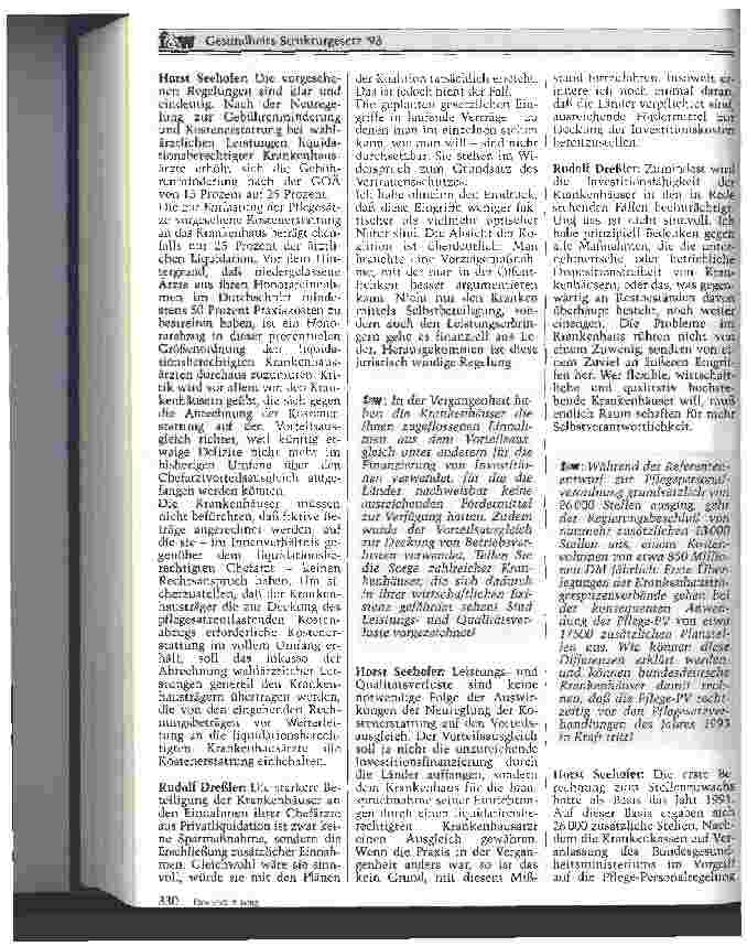 Vorschauseite 4: Gesundheitsstrukturgesetz 93 Interviews mit Horst Seehofer und Rudolf Dreßler