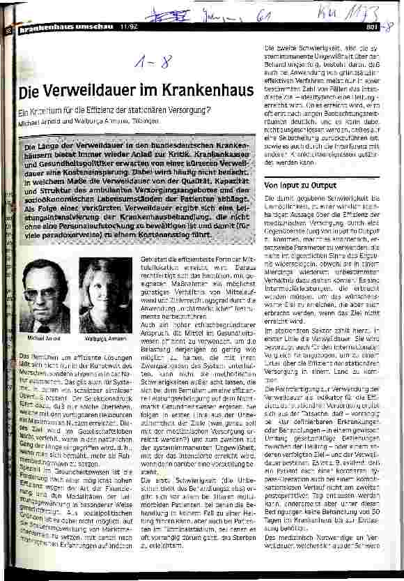 Vorschauseite 1: Die Verweildauer im Krankenhaus