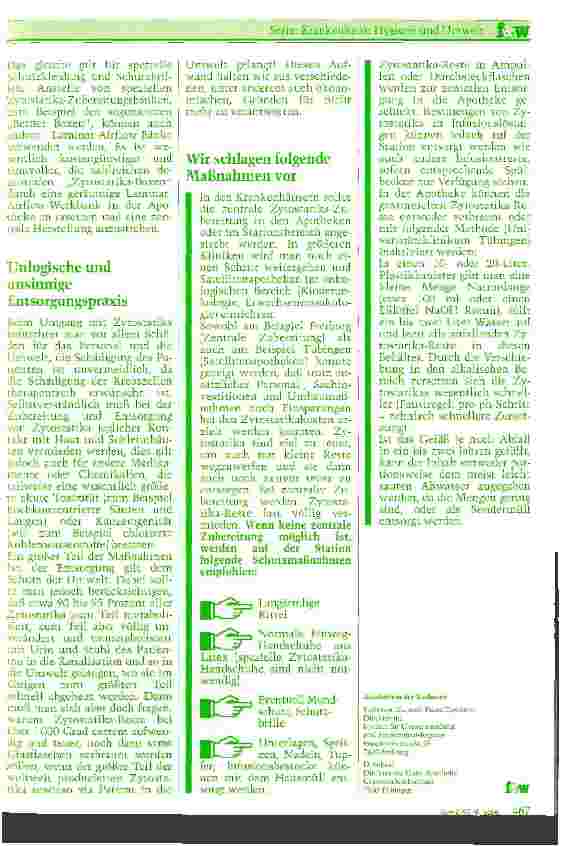 Vorschauseite 2: Derzeitige Praxis der Zytostatikaentsorgung Zu teuer, aufwendig und übertrieben