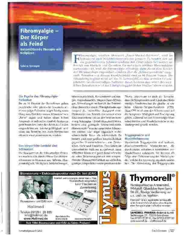 Vorschauseite 1: Fibromyalgie- Der Körper als Feind