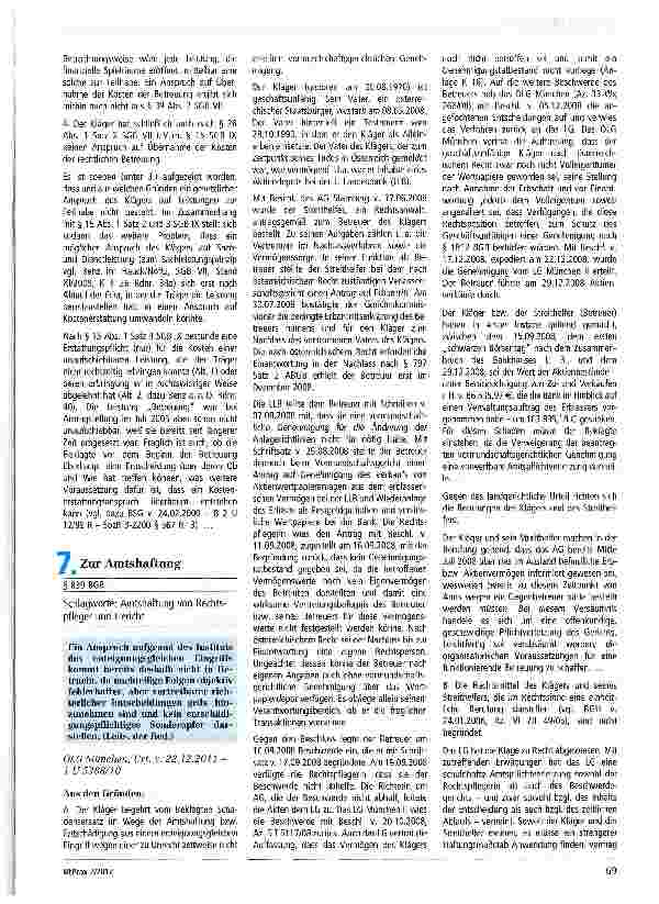 Vorschauseite 1: Zur Amtshaftung § 839 BGB