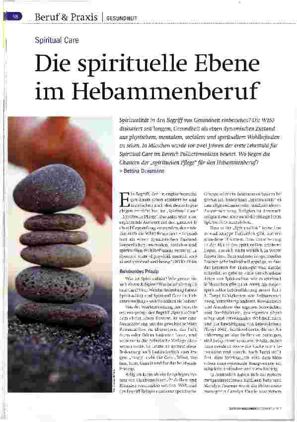 Vorschauseite 1: Die spirituelle Ebene im Hebammenberuf