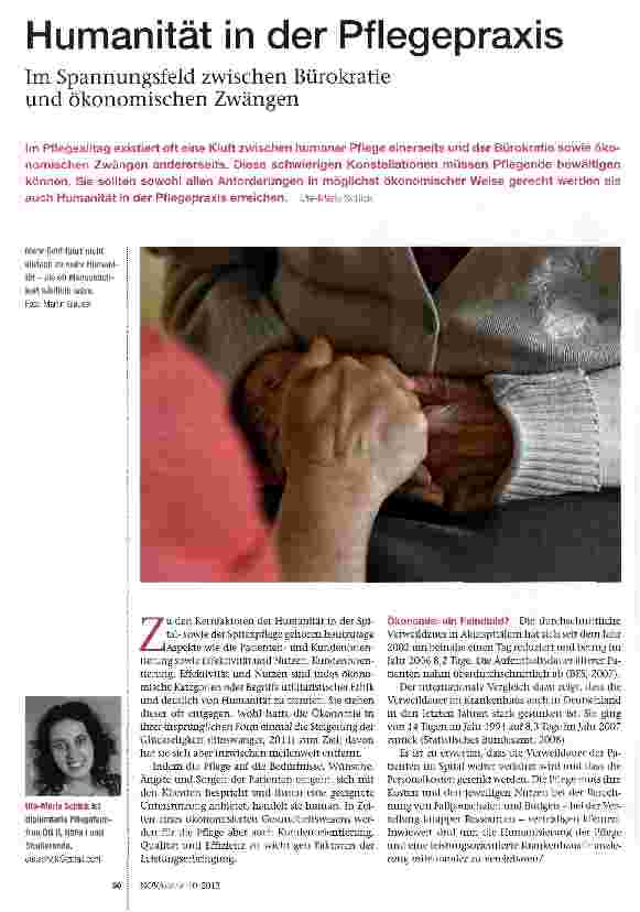 Vorschauseite 1: Humanität in der Pflegepraxis