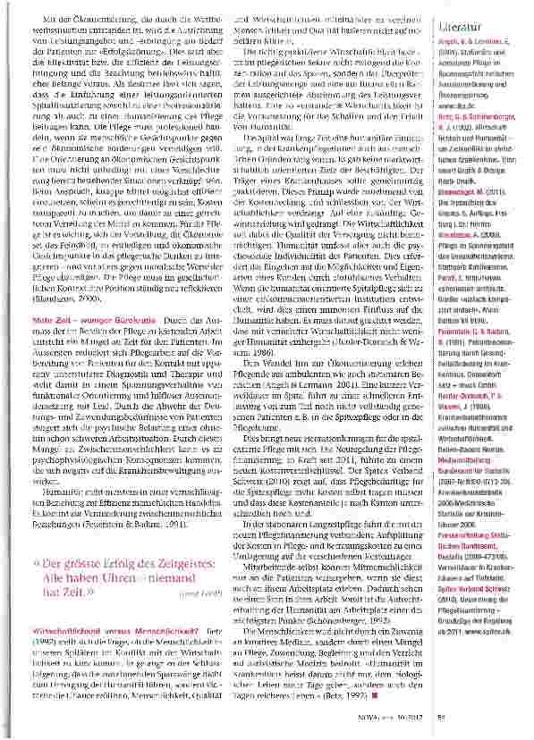 Vorschauseite 2: Humanität in der Pflegepraxis