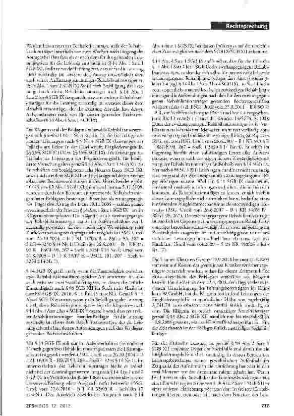 Vorschauseite 3: Erstattung von Aufwendungen der Eingliederungshilfe für behinderte Menschen; gewöhnlicher Aufenthalt; umstrittene Zuständigkeit zwischen zwei Rehabilitationsträgern (hier: örtlich…