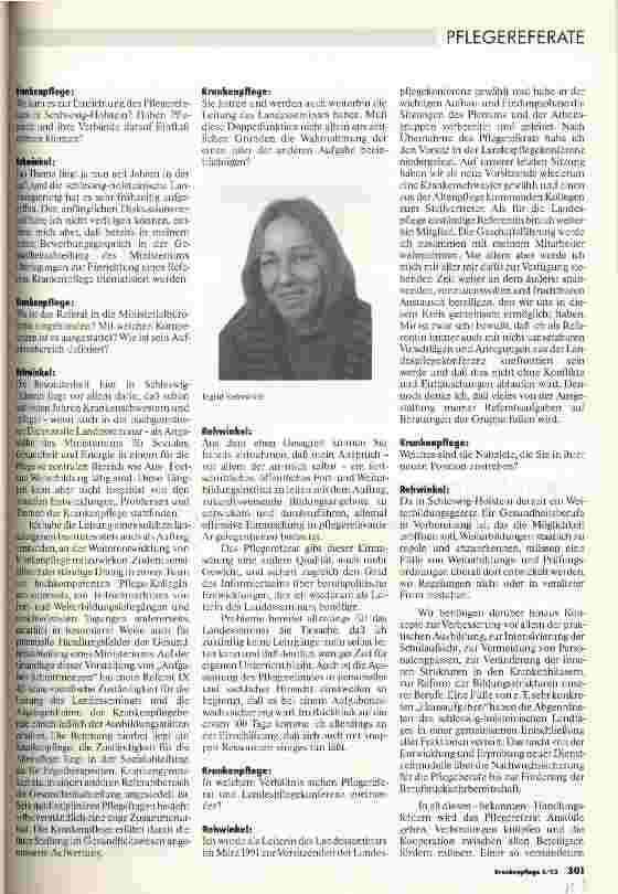 Vorschauseite 2: Pflegereferate Krankenpflege im Gespräch mit Ingrid Rehwinkel