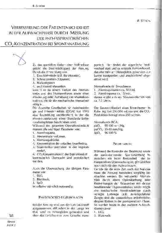 Vorschauseite 1: Verbesserung der Patientensicherheit in der Aufwachphase durch Messung der end-exspiratiorischen CO2-Konzentration bei Spontanatmung