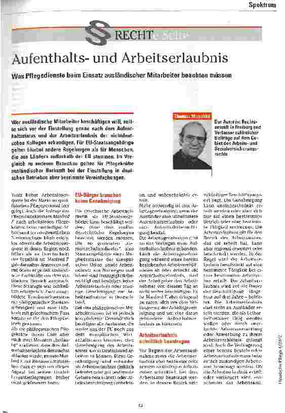 Vorschauseite 1: Aufenthaltsund Arbeitserlaubnis