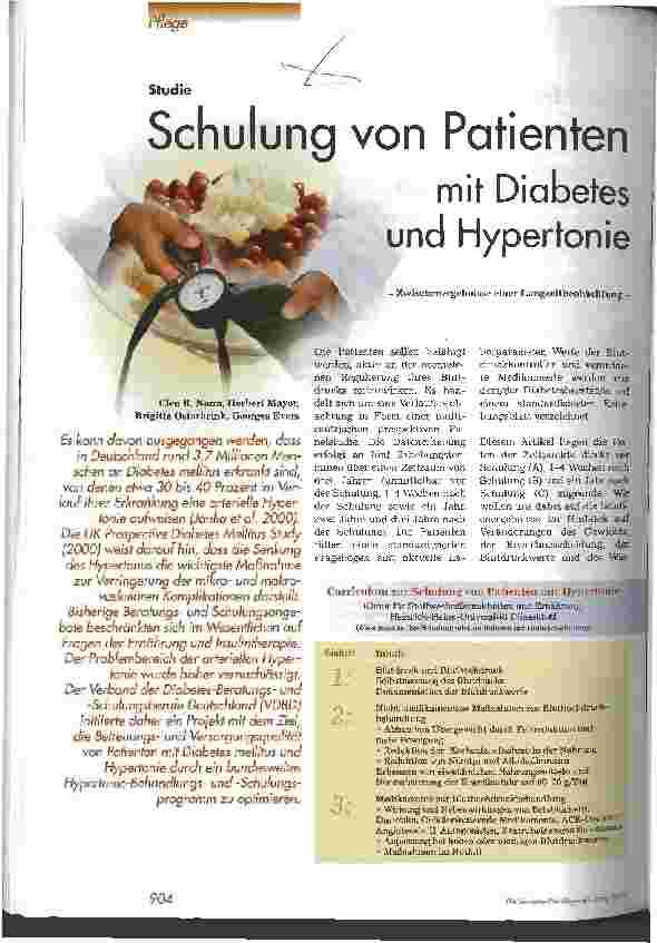 Vorschauseite 1: Schulung von Patienten mit Diabetes und Hypertonie - Zwischenergebnisse einer Langzeitbeobachtung -