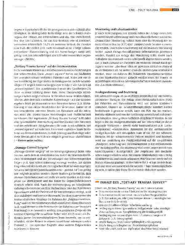 Vorschauseite 2: Intensivmedizinische Versorgung polytraumatisierter Patienten