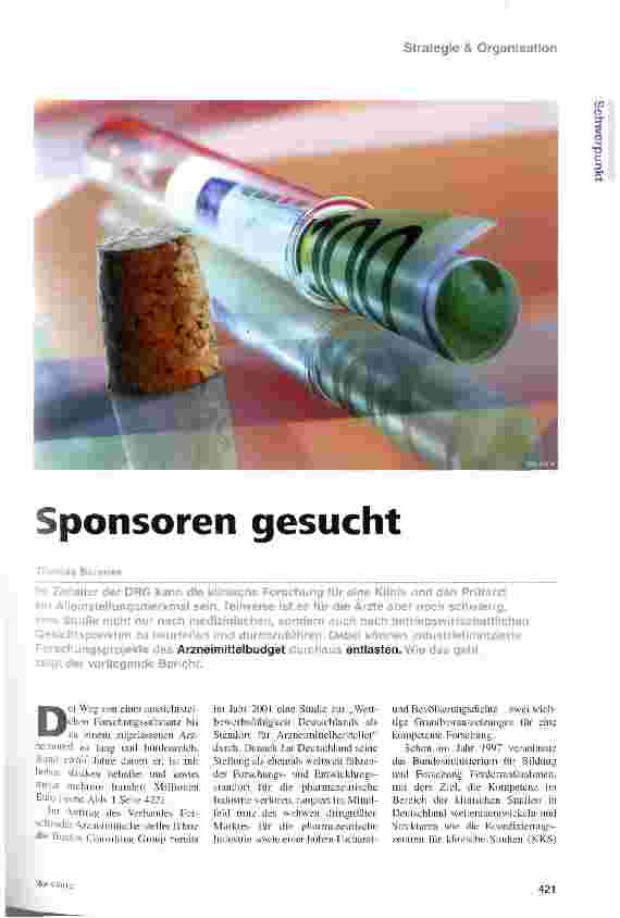 Vorschauseite 1: Sponsoren gesucht
