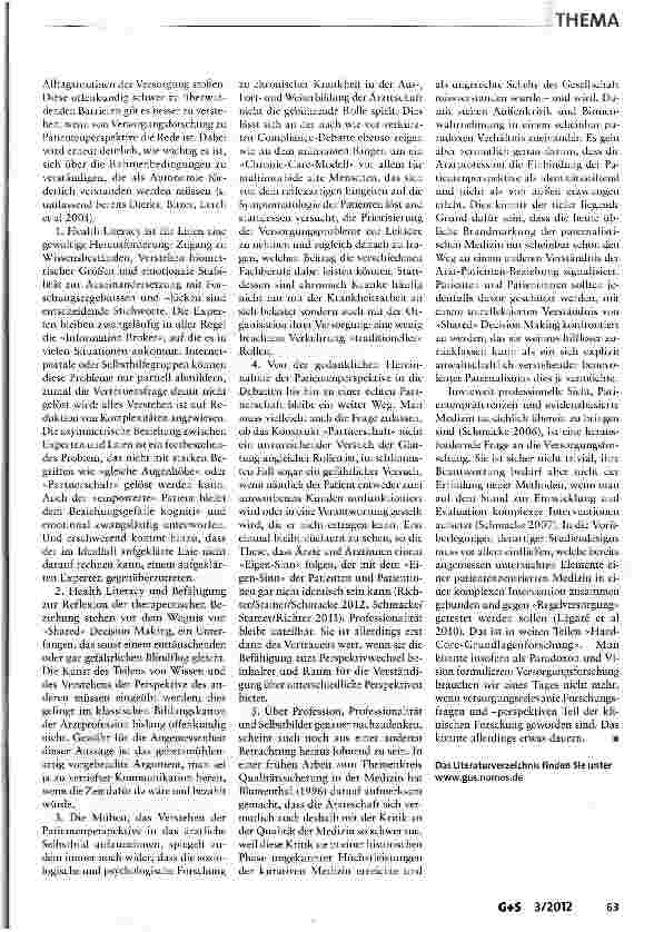 Vorschauseite 5: Versorgungsforschung und die Patientenperspektive