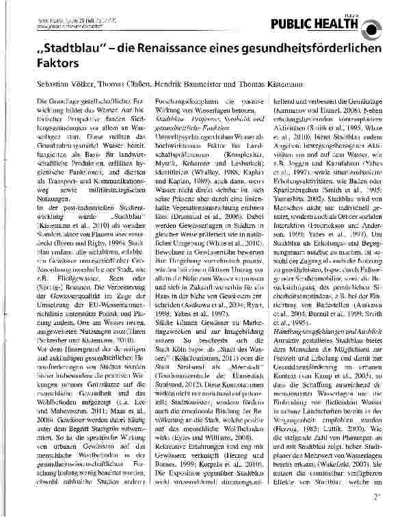 Vorschauseite 1: „Stadtblau - die Renaissance eines gesundheitsförderlichen Faktors