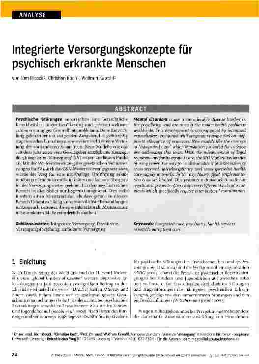 Vorschauseite 1: Integrierte Versorgungskonzepte für psychisch erkrankte Menschen