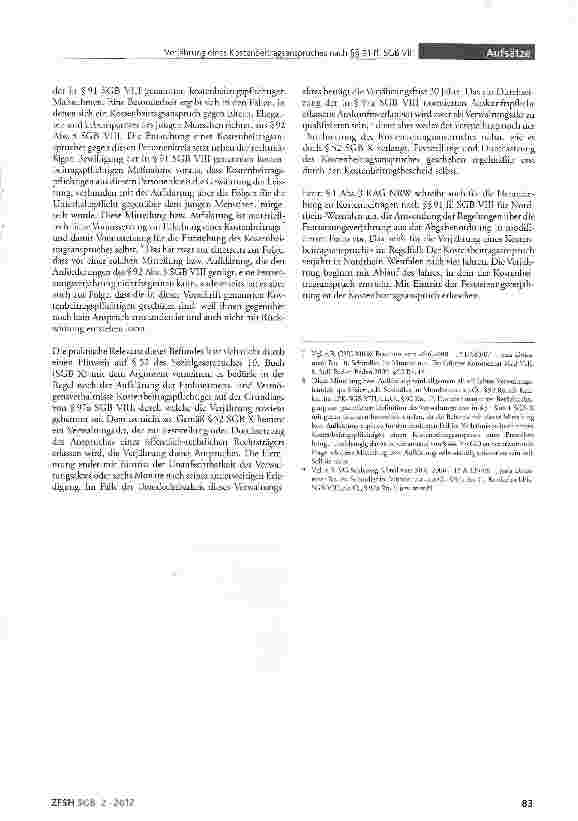 Vorschauseite 2: Verjährung eines Kostenbeitragsanspruches nach §§91 ff. SGB VIII