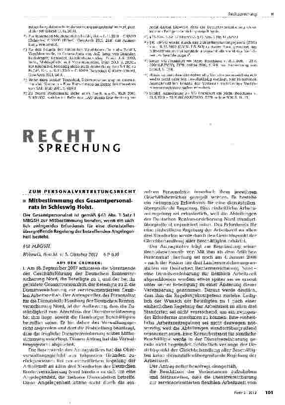 Vorschauseite 1: Mitbestimmung des Gesamtpersonalrats in Schleswig Holst.