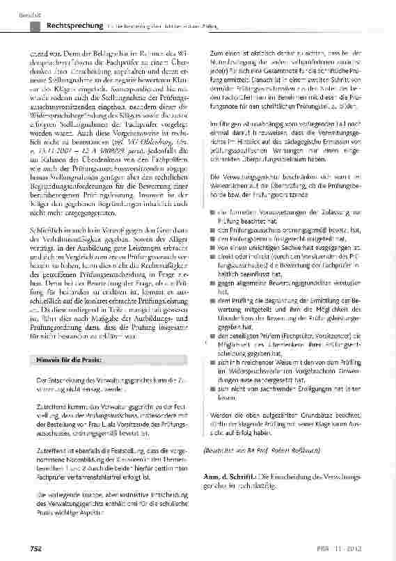 Vorschauseite 4: Zur Neubescheidung einer nicht bestandenen Prüfung KrPflAPrV§3, §8, § 13