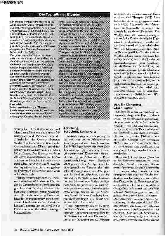 Vorschauseite 3: Von der Stammzellforschung zum Klonen