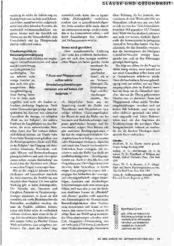 Vorschauseite 4: Religiöser Glaube - ein Gesundheitsfaktor