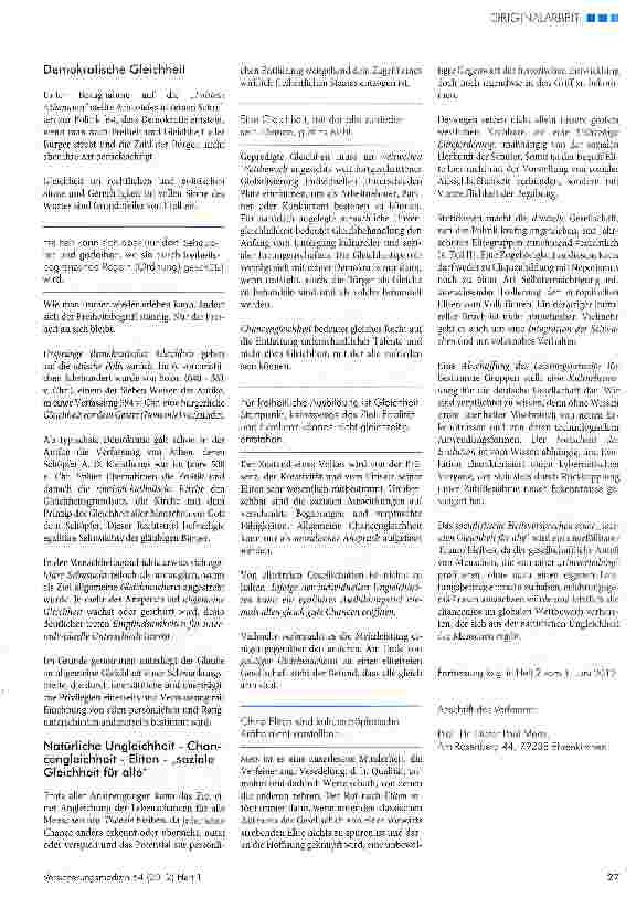 Vorschauseite 3: „Bildung in einem Zeitalter zunehmender Gleichheit - ein Weg zur „Ochlokratie? (I)